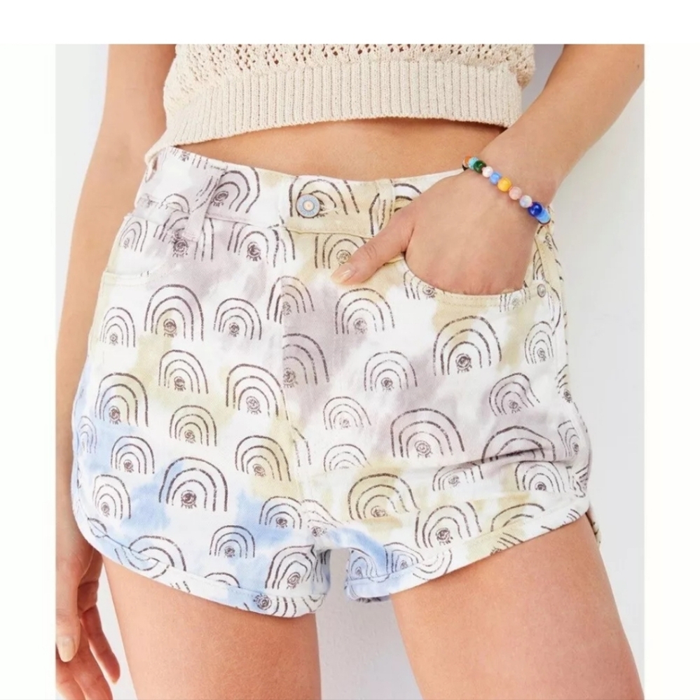 Pilcro for Anthropologie Hannah Leathers Rainbow Ultra High-rise Shorts